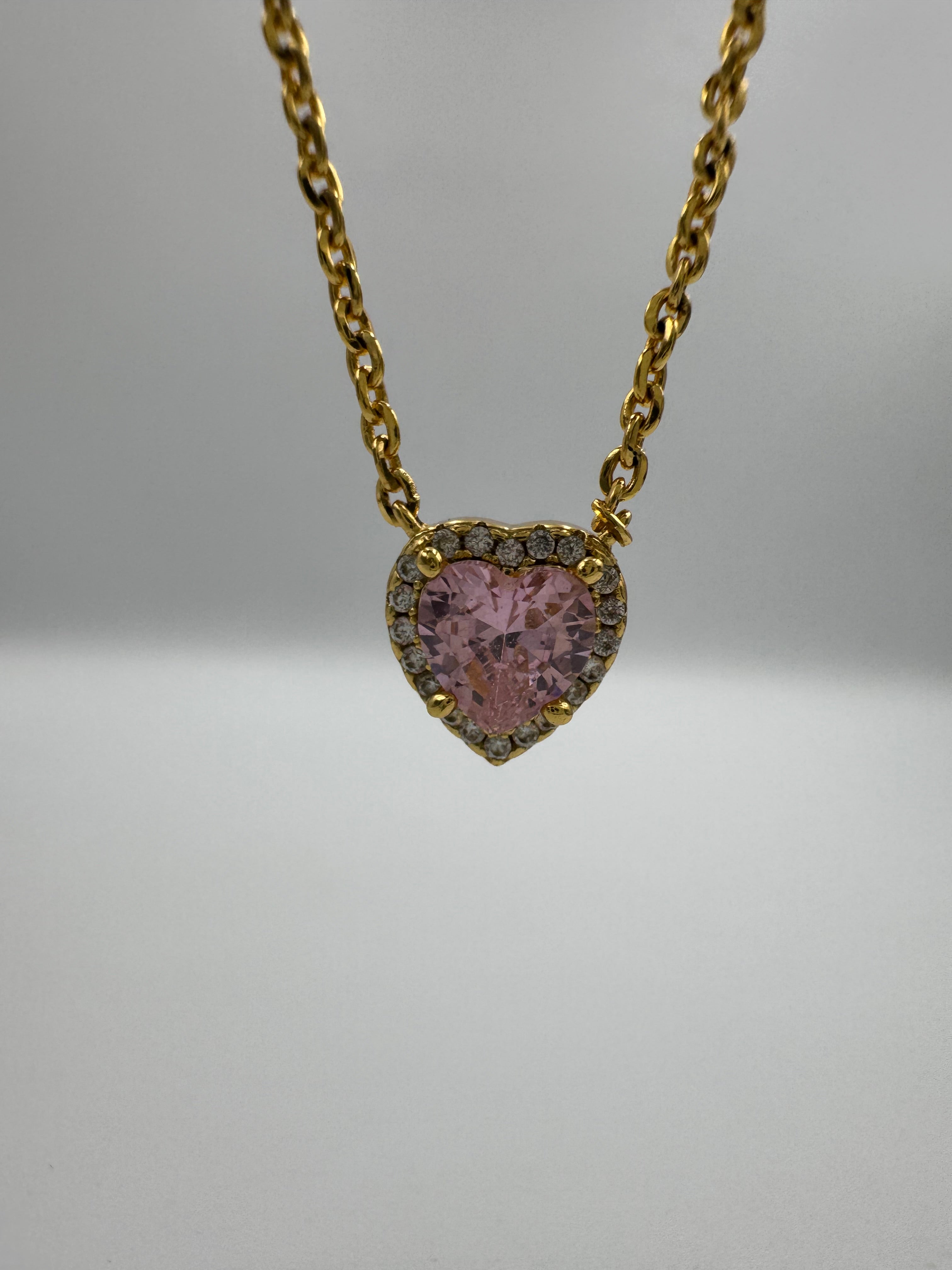 Amour Silver Pendant Necklace in Petal Pink