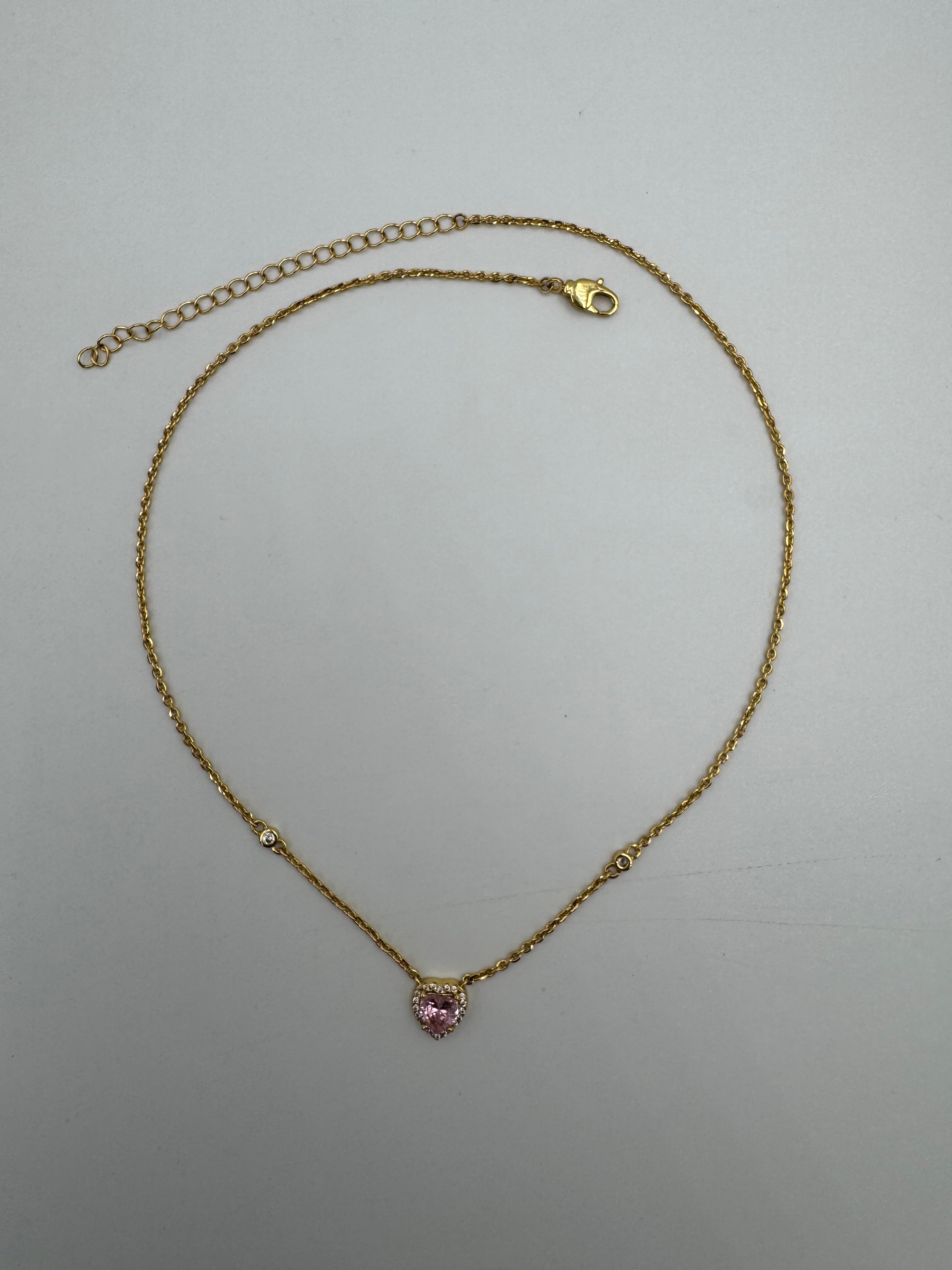Amour Silver Pendant Necklace in Petal Pink