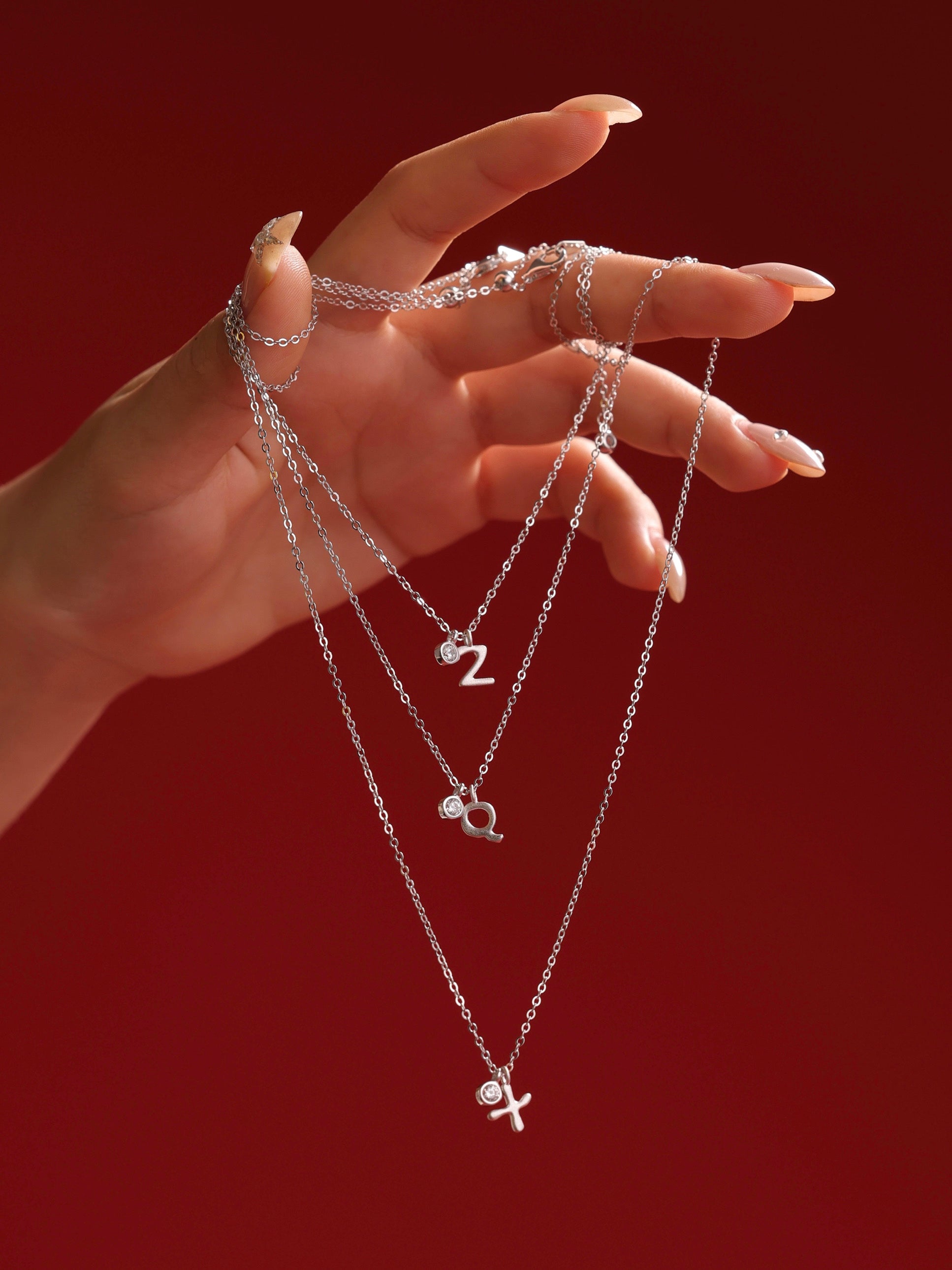 Amour Silver Pendant Necklace in Petal Pink