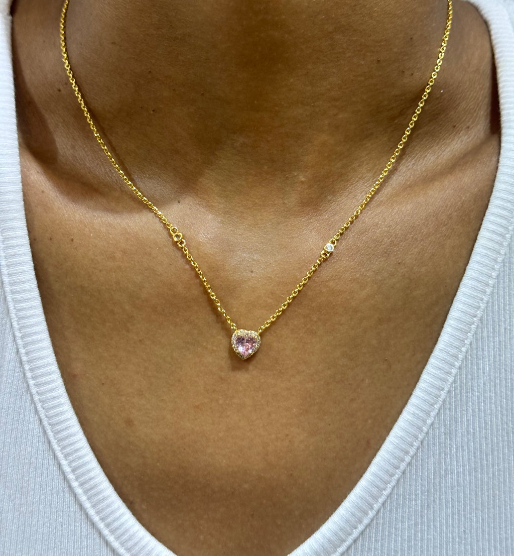 Amour Silver Pendant Necklace in Petal Pink