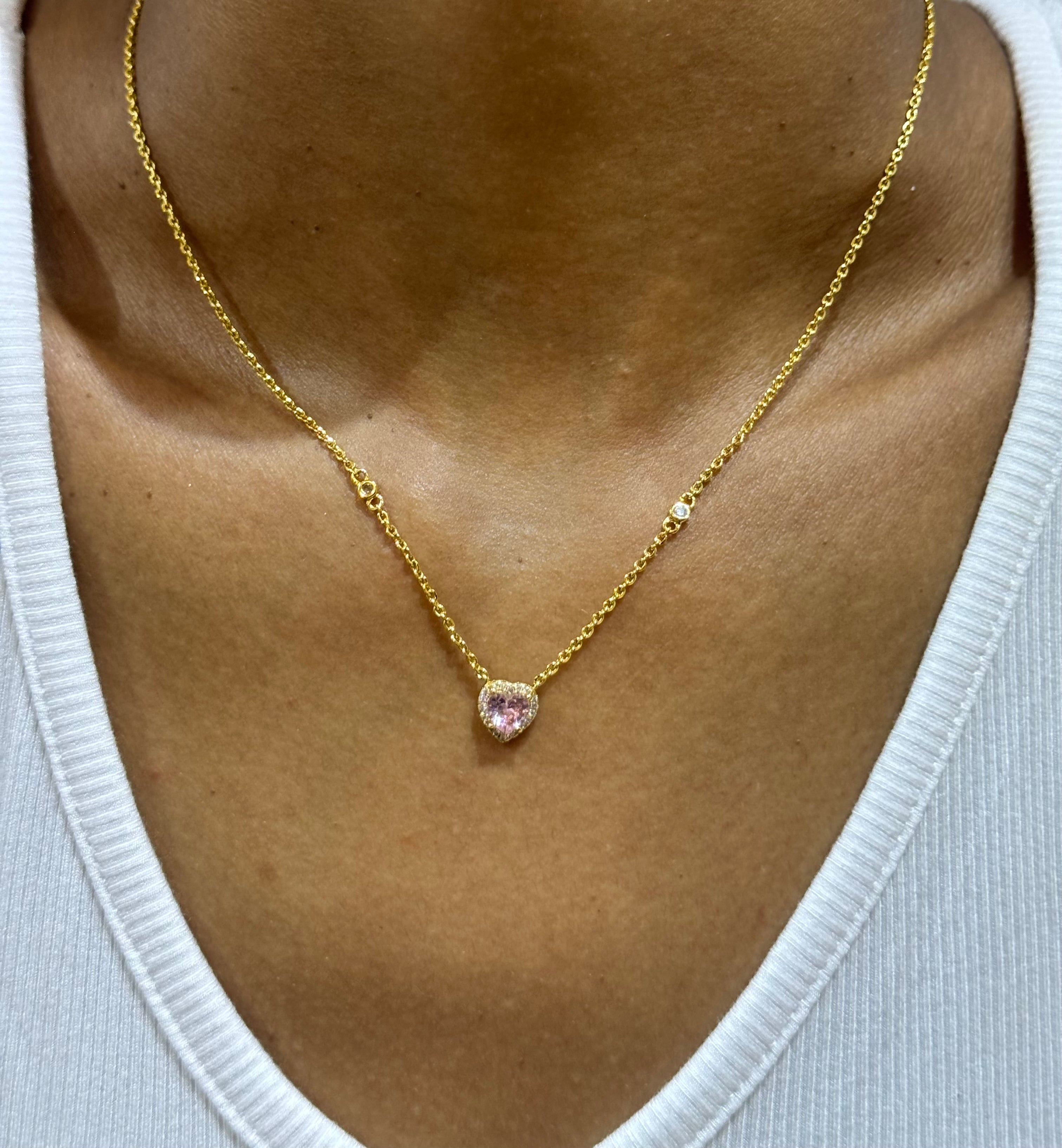 Amour Silver Pendant Necklace in Petal Pink